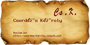 Csordás Károly névjegykártya