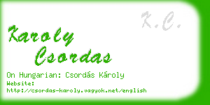 karoly csordas business card