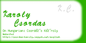 karoly csordas business card